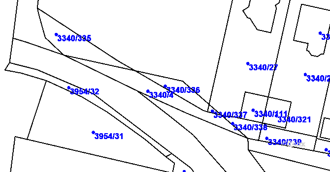 Parcela st. 3340/336 v KÚ České Budějovice 7, Katastrální mapa