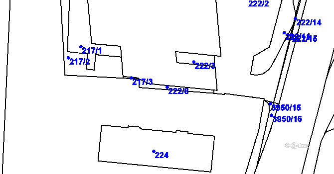 Parcela st. 222/8 v KÚ České Budějovice 7, Katastrální mapa