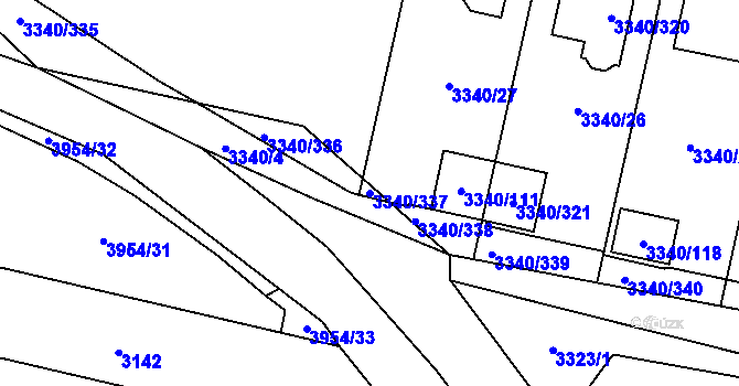 Parcela st. 3340/337 v KÚ České Budějovice 7, Katastrální mapa