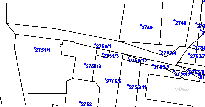 Parcela st. 2751/3 v KÚ České Budějovice 7, Katastrální mapa