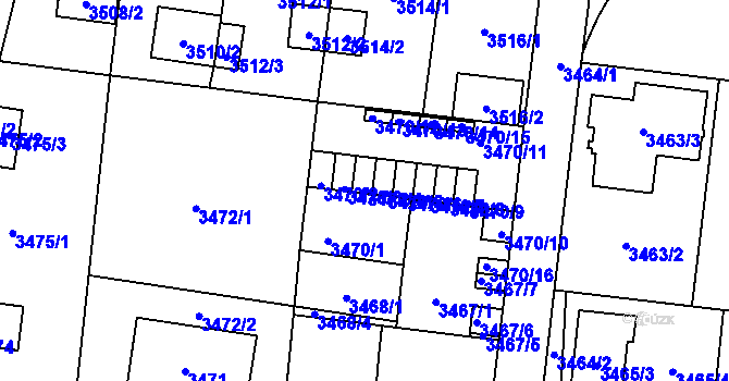 Parcela st. 3470/4 v KÚ České Budějovice 7, Katastrální mapa