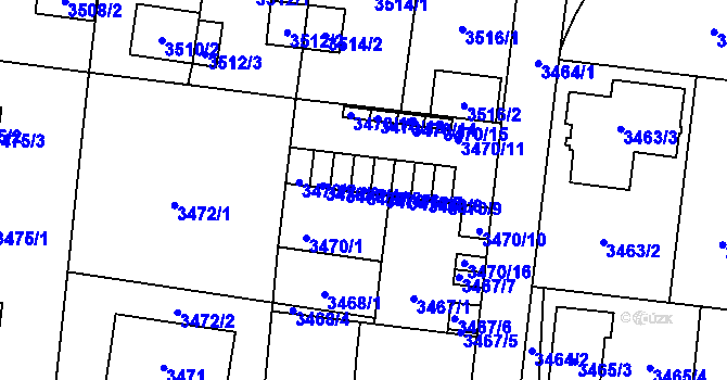 Parcela st. 3470/5 v KÚ České Budějovice 7, Katastrální mapa