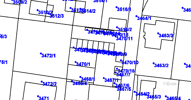Parcela st. 3470/6 v KÚ České Budějovice 7, Katastrální mapa