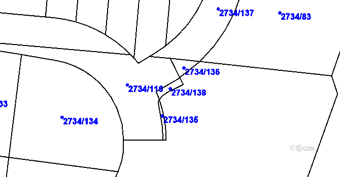 Parcela st. 2734/138 v KÚ České Budějovice 7, Katastrální mapa