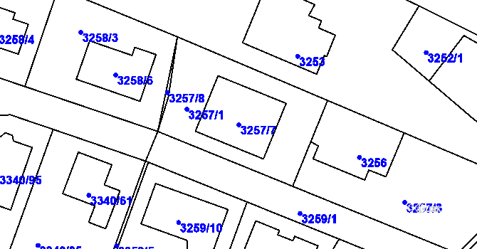 Parcela st. 3257/7 v KÚ České Budějovice 7, Katastrální mapa