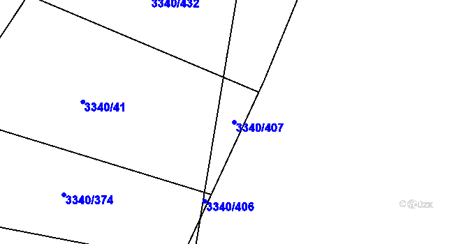 Parcela st. 3340/407 v KÚ České Budějovice 7, Katastrální mapa