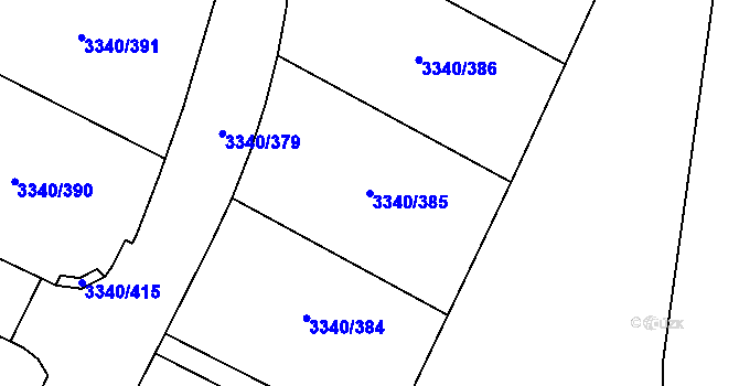 Parcela st. 3340/385 v KÚ České Budějovice 7, Katastrální mapa