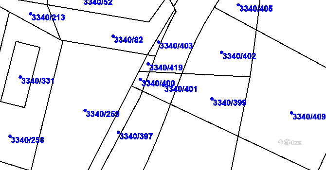 Parcela st. 3340/401 v KÚ České Budějovice 7, Katastrální mapa