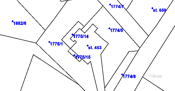 Parcela st. 453 v KÚ České Hamry u Vejprt, Katastrální mapa