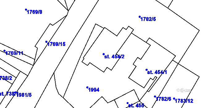 Parcela st. 454/2 v KÚ České Hamry u Vejprt, Katastrální mapa