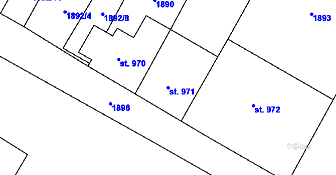 Parcela st. 971 v KÚ České Hamry u Vejprt, Katastrální mapa