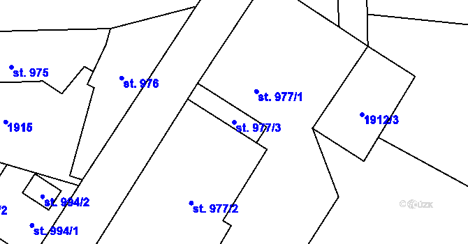 Parcela st. 977/3 v KÚ České Hamry u Vejprt, Katastrální mapa