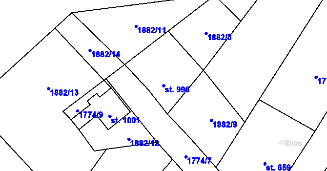 Parcela st. 996 v KÚ České Hamry u Vejprt, Katastrální mapa