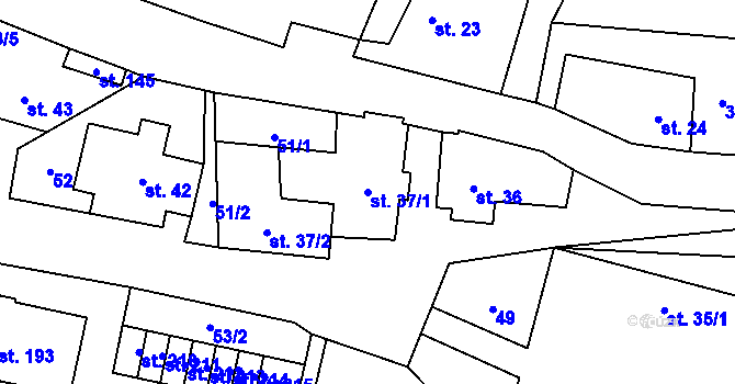 Parcela st. 37/1 v KÚ České Heřmanice, Katastrální mapa
