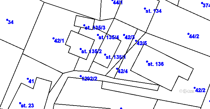 Parcela st. 135/1 v KÚ České Heřmanice, Katastrální mapa