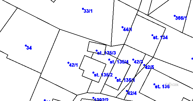 Parcela st. 135/3 v KÚ České Heřmanice, Katastrální mapa