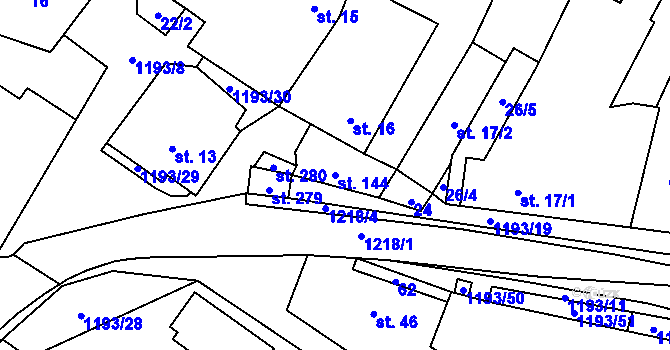 Parcela st. 144 v KÚ České Heřmanice, Katastrální mapa
