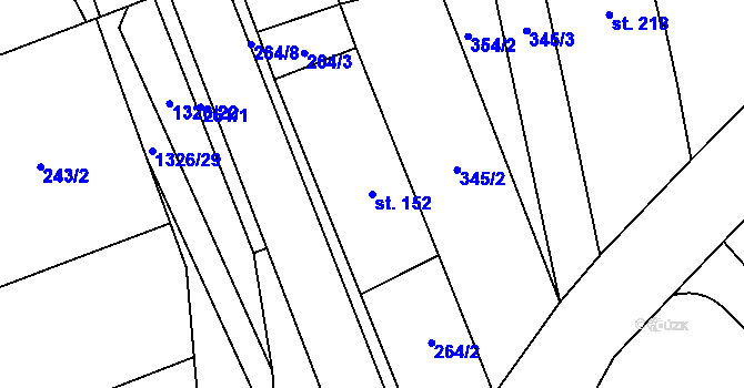 Parcela st. 152 v KÚ České Heřmanice, Katastrální mapa