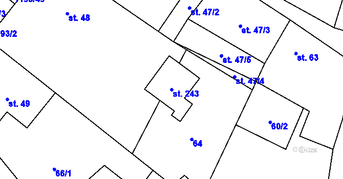 Parcela st. 243 v KÚ České Heřmanice, Katastrální mapa