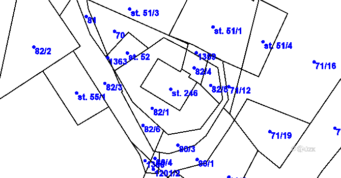 Parcela st. 246 v KÚ České Heřmanice, Katastrální mapa
