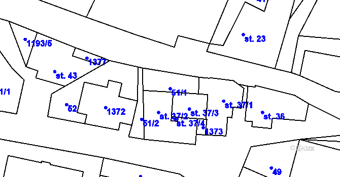 Parcela st. 51/1 v KÚ České Heřmanice, Katastrální mapa
