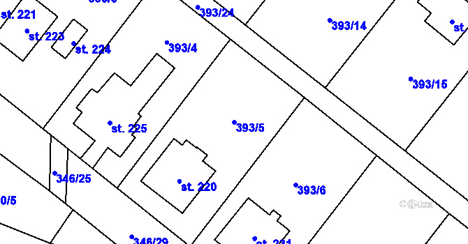 Parcela st. 393/5 v KÚ České Heřmanice, Katastrální mapa