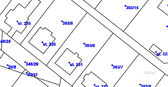 Parcela st. 393/6 v KÚ České Heřmanice, Katastrální mapa