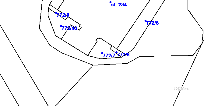 Parcela st. 772/7 v KÚ České Heřmanice, Katastrální mapa