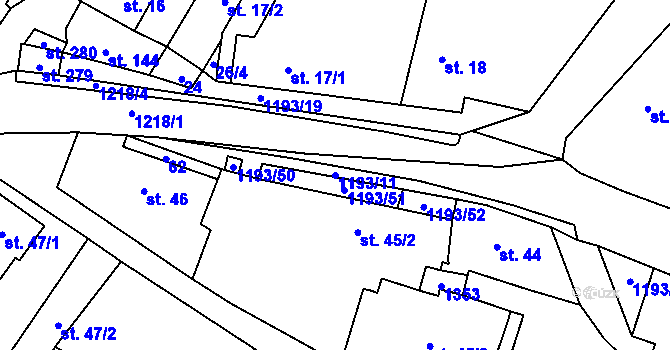 Parcela st. 1193/11 v KÚ České Heřmanice, Katastrální mapa