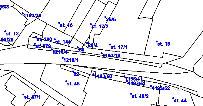 Parcela st. 1193/19 v KÚ České Heřmanice, Katastrální mapa