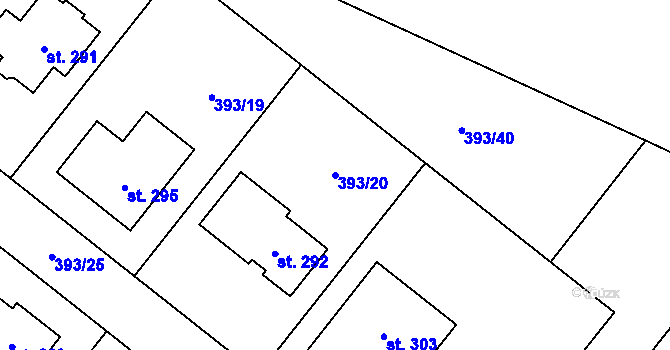 Parcela st. 393/20 v KÚ České Heřmanice, Katastrální mapa