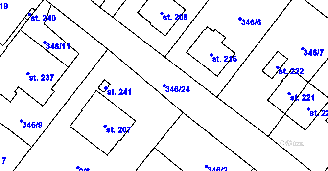 Parcela st. 346/24 v KÚ České Heřmanice, Katastrální mapa