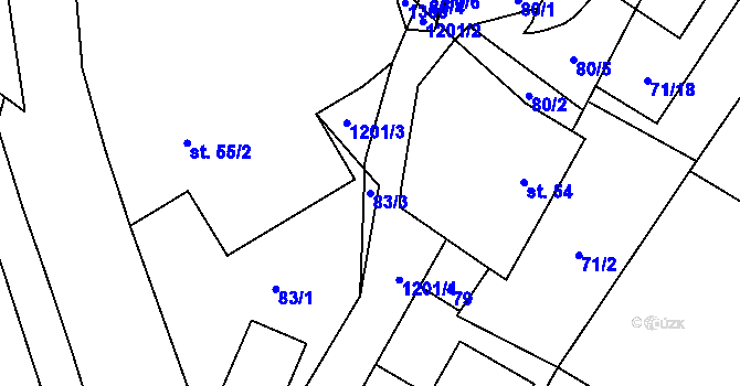Parcela st. 83/3 v KÚ České Heřmanice, Katastrální mapa