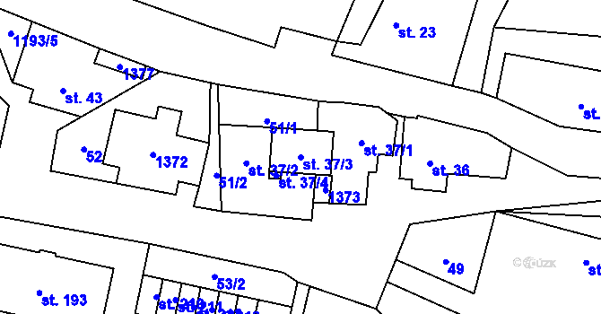 Parcela st. 37/3 v KÚ České Heřmanice, Katastrální mapa