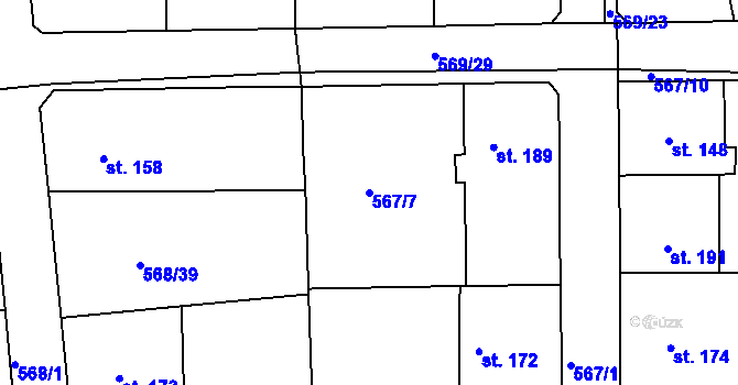 Parcela st. 567/7 v KÚ České Kopisty, Katastrální mapa