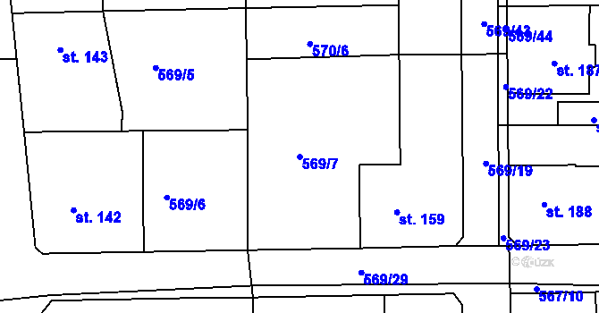 Parcela st. 569/7 v KÚ České Kopisty, Katastrální mapa