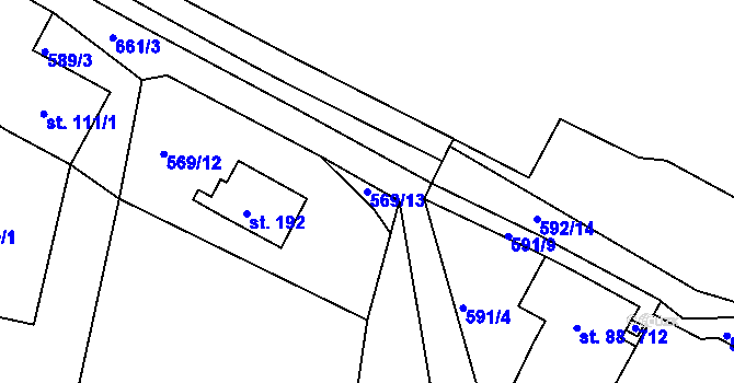Parcela st. 569/13 v KÚ České Kopisty, Katastrální mapa