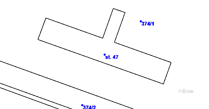 Parcela st. 47 v KÚ Počaply u Terezína, Katastrální mapa
