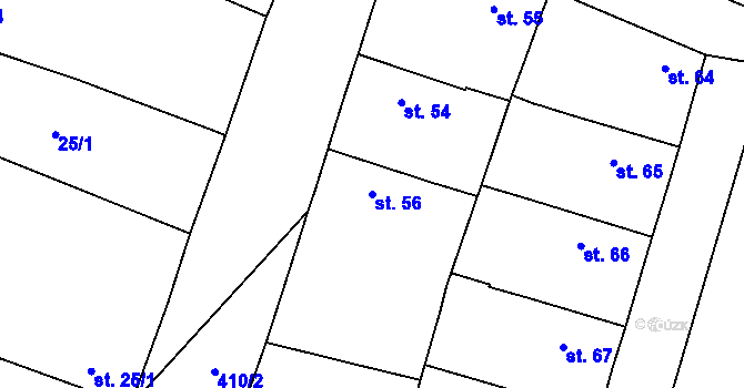Parcela st. 56 v KÚ Počaply u Terezína, Katastrální mapa