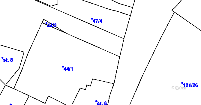 Parcela st. 49/3 v KÚ Počaply u Terezína, Katastrální mapa