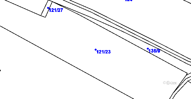 Parcela st. 121/23 v KÚ Počaply u Terezína, Katastrální mapa