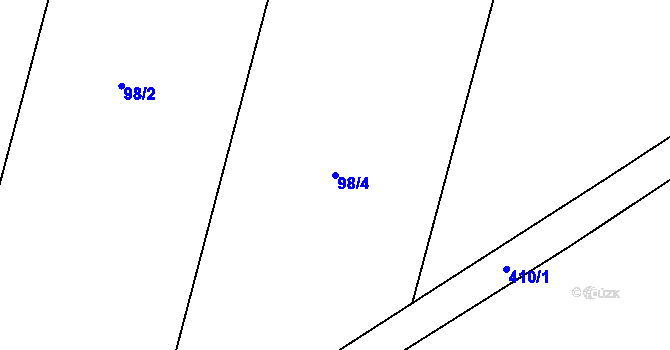 Parcela st. 98/4 v KÚ Počaply u Terezína, Katastrální mapa