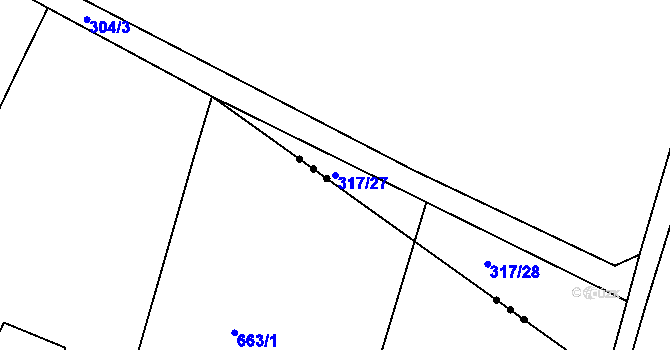 Parcela st. 317/27 v KÚ Počaply u Terezína, Katastrální mapa