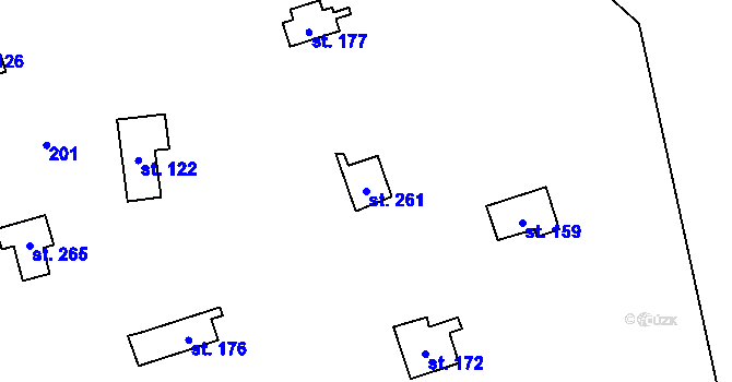 Parcela st. 261 v KÚ České Lhotice, Katastrální mapa