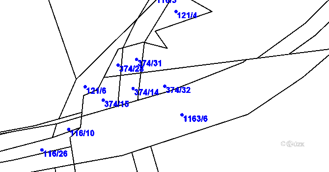 Parcela st. 374/32 v KÚ České Lhotice, Katastrální mapa