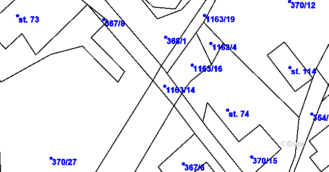 Parcela st. 1163/14 v KÚ České Lhotice, Katastrální mapa