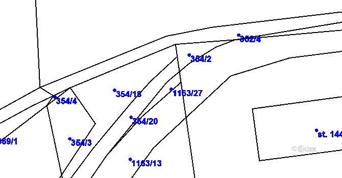 Parcela st. 1163/27 v KÚ České Lhotice, Katastrální mapa