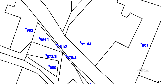Parcela st. 44 v KÚ České Lhotice, Katastrální mapa