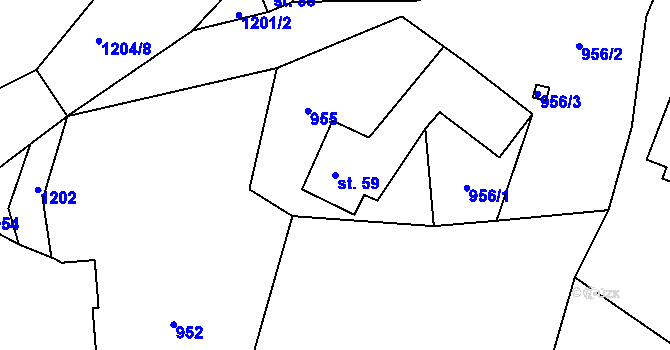 Parcela st. 59 v KÚ České Lhotice, Katastrální mapa