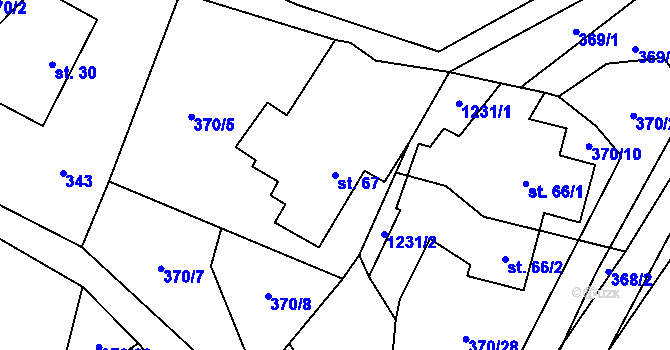 Parcela st. 67 v KÚ České Lhotice, Katastrální mapa